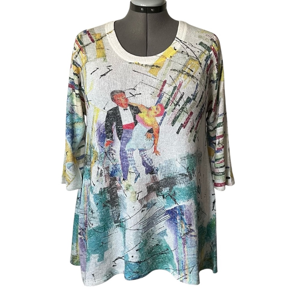 Inoah Dancing couple knit tunic top L